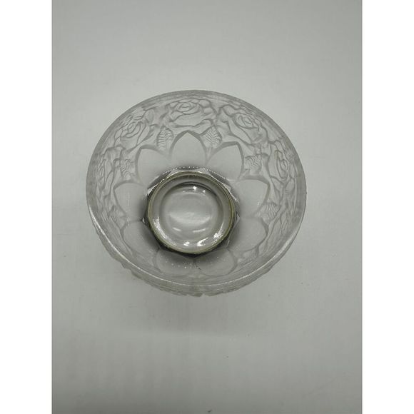 PM Italy Glass Bowl W/ Metal Pedestal & Frosted Glass Carved Bowl 9.25 VTG Rare - Picture 2 of 8